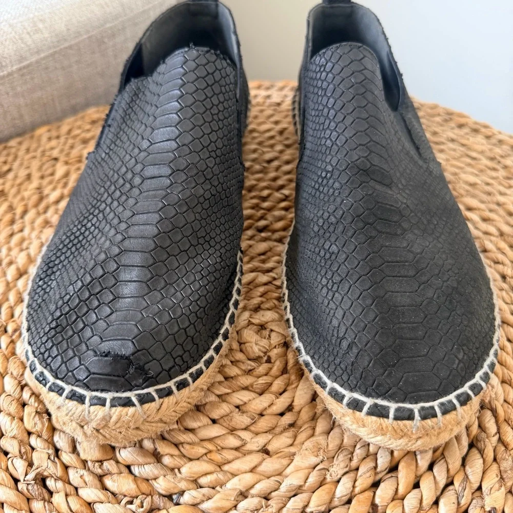 Vince Black Textured Espadrille Slip-Ons